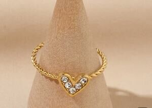 Twisted Love Heart Zircon Ring